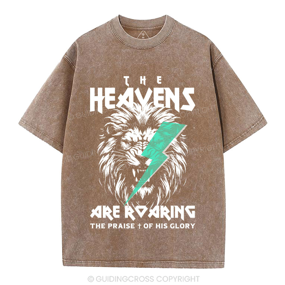 The Heavens Are Roaring Lion Christian Washed T-Shirt