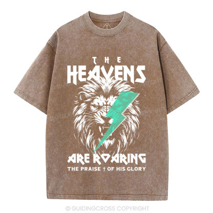 The Heavens Are Roaring Lion Christian Washed T-Shirt
