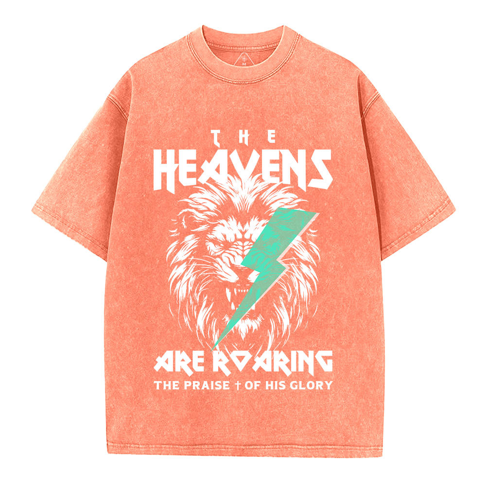 The Heavens Are Roaring Lion Christian Washed T-Shirt