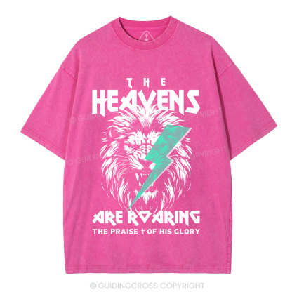 The Heavens Are Roaring Lion Christian Washed T-Shirt