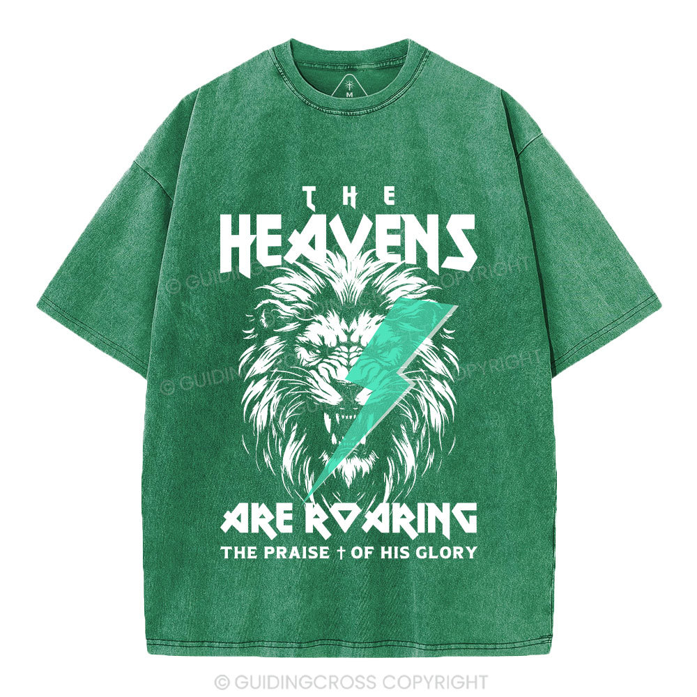 The Heavens Are Roaring Lion Christian Washed T-Shirt