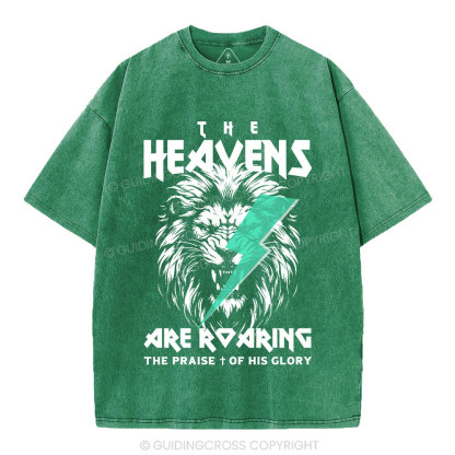 The Heavens Are Roaring Lion Christian Washed T-Shirt