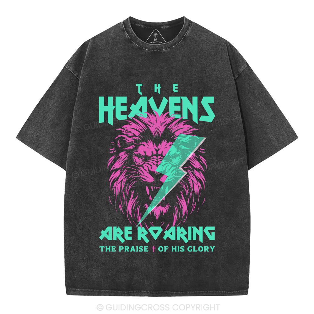 The Heavens Are Roaring Lion Christian Washed T-Shirt