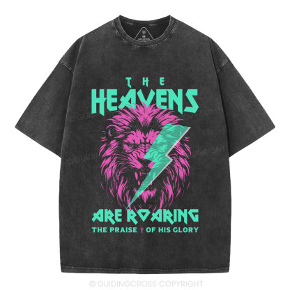 The Heavens Are Roaring Lion Christian Washed T-Shirt