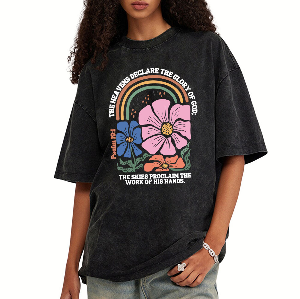 The Heavens Declare The Glory Of God Christian Washed T-Shirt