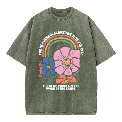 The Heavens Declare The Glory Of God Christian Washed T-Shirt
