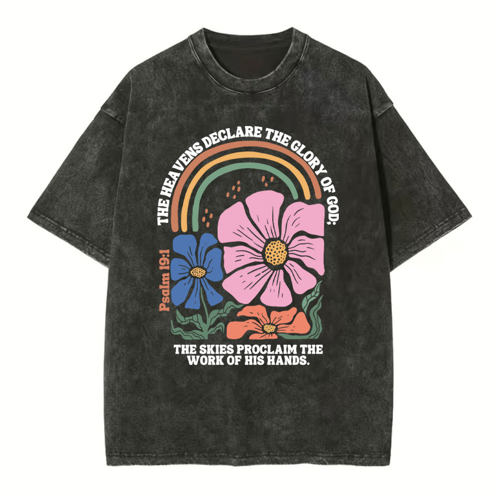 The Heavens Declare The Glory Of God Christian Washed T-Shirt