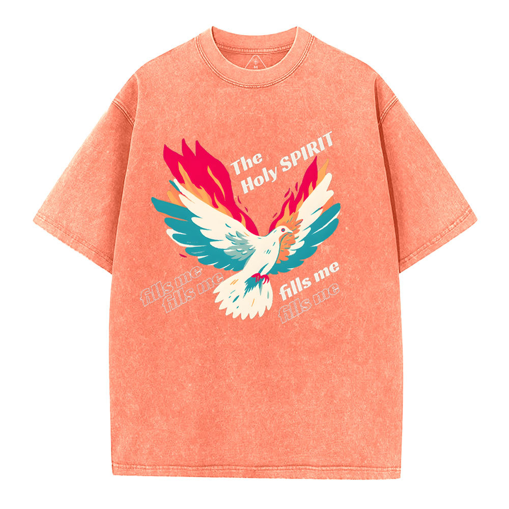 The Holly Spirit Fills Me Christian Washed T-Shirt