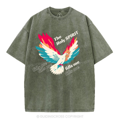 The Holly Spirit Fills Me Christian Washed T-Shirt