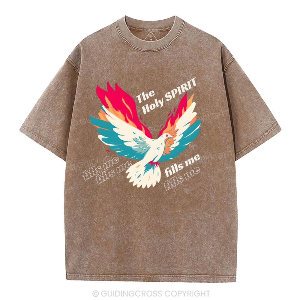The Holly Spirit Fills Me Christian Washed T-Shirt