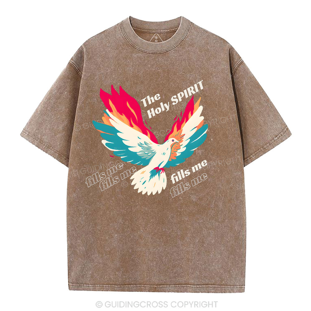 The Holly Spirit Fills Me Christian Washed T-Shirt