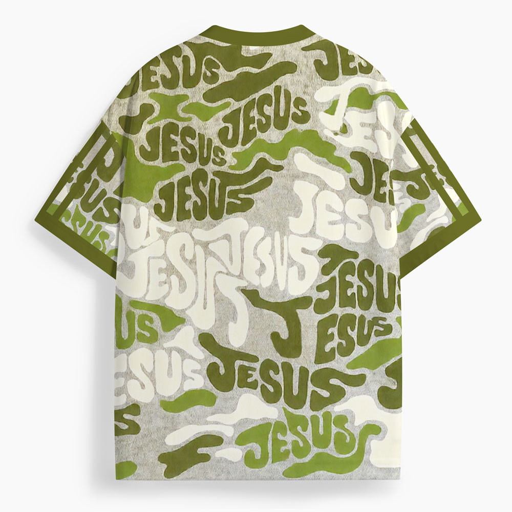 The Jesus Green Oversized All-Over Print Christian T-Shirt