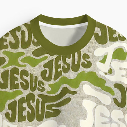 The Jesus Green Oversized All-Over Print Christian T-Shirt