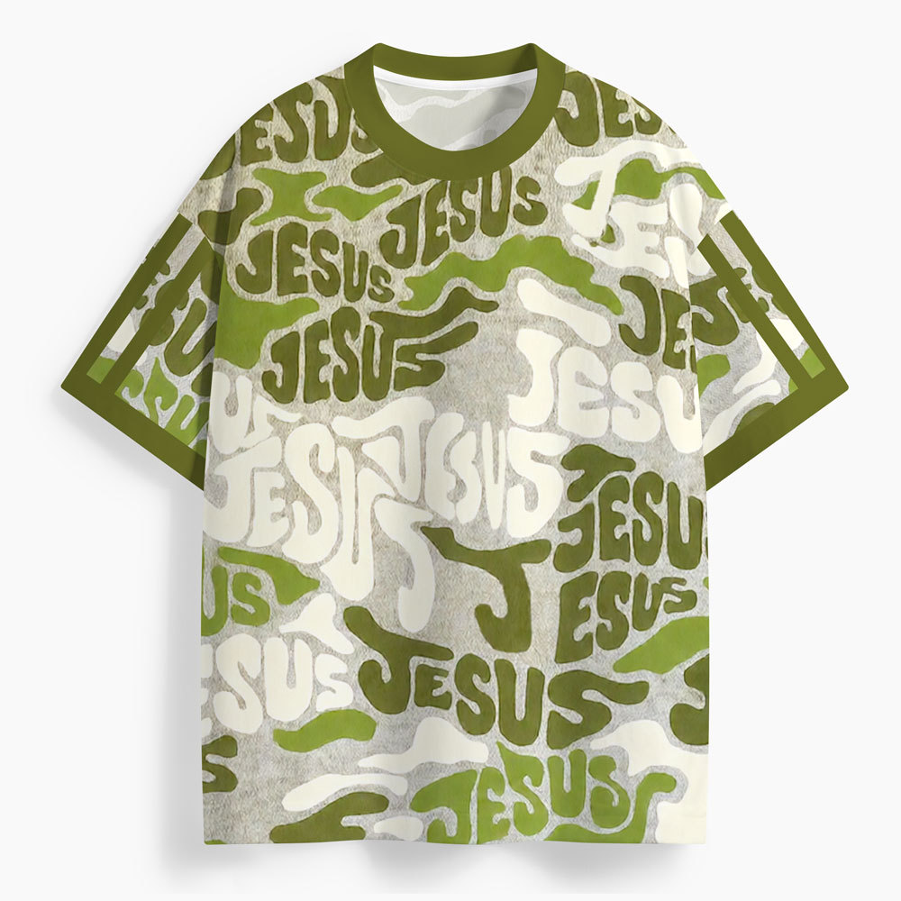 The Jesus Green Oversized All-Over Print Christian T-Shirt