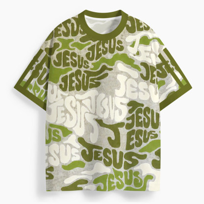 The Jesus Green Oversized All-Over Print Christian T-Shirt