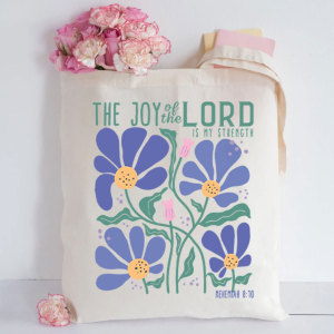 Image of The Joy Of The Lord Christian Canvas Tote Bag