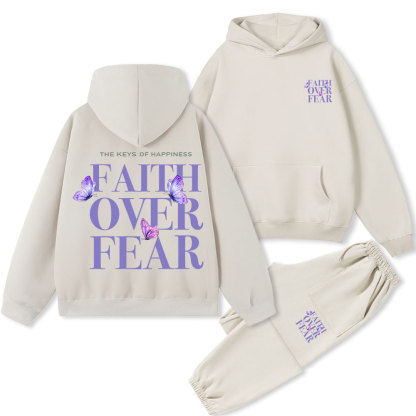 The Keys Of Happiness Faith Over Fear Christian Premium Fleece Hoodie Set