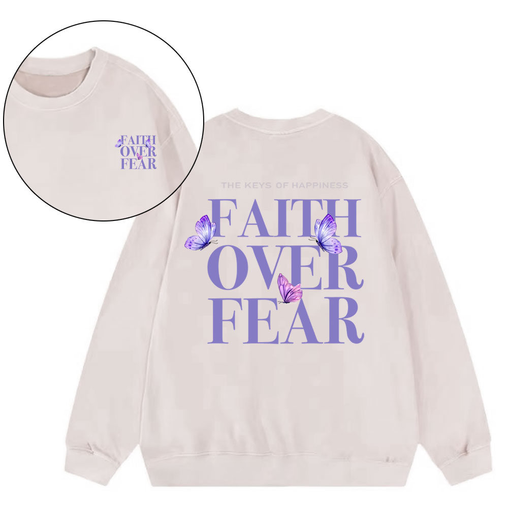 The Keys Of Happiness Faith Over Fear Christian Washed Sweatshirt