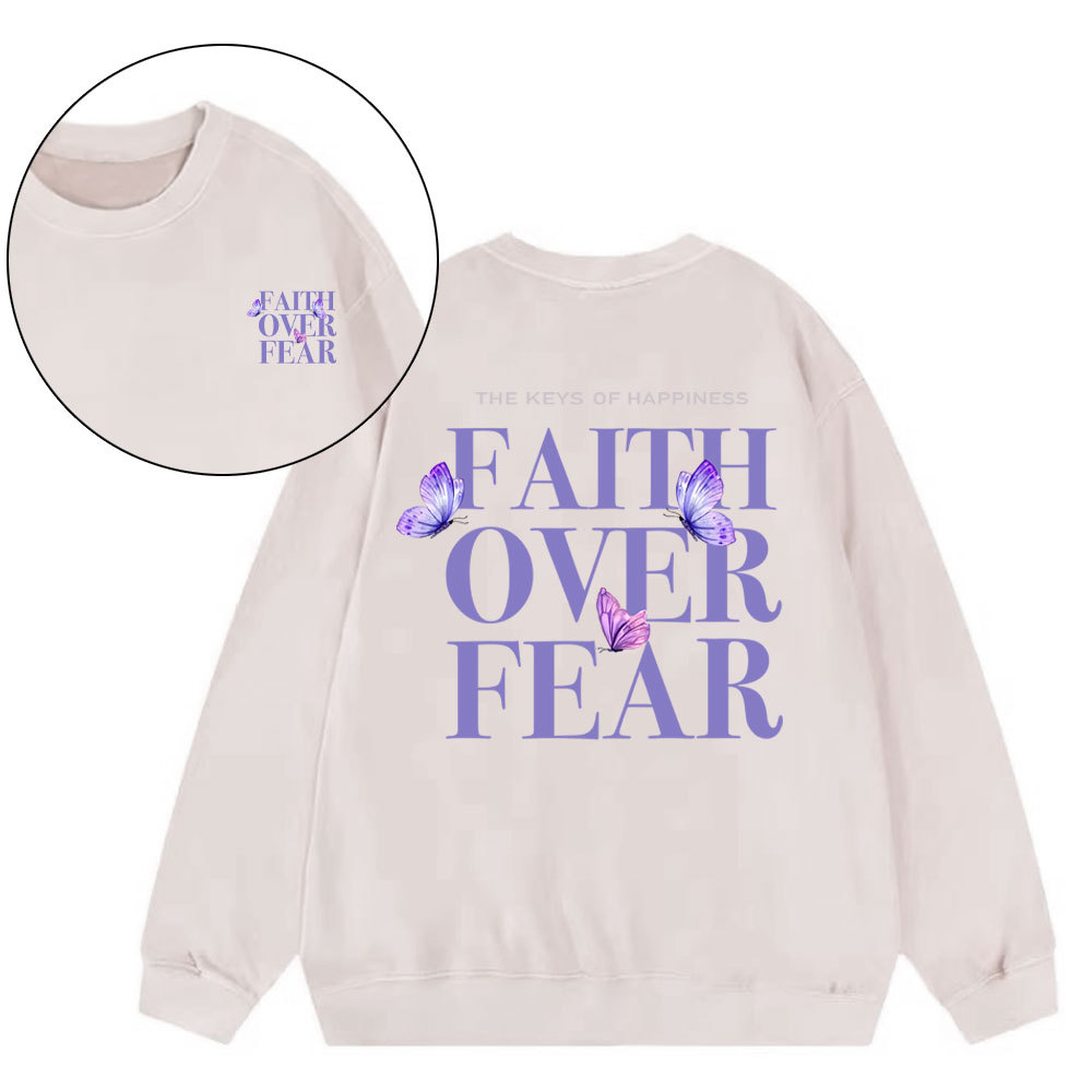 The Keys Of Happiness Faith Over Fear Christian Washed Sweatshirt