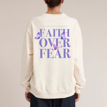 The Keys Of Happiness Faith Over Fear Christian Washed Sweatshirt