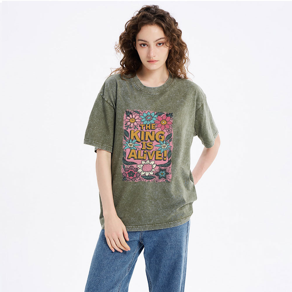 The King Is Alive Christian Washed T-Shirt