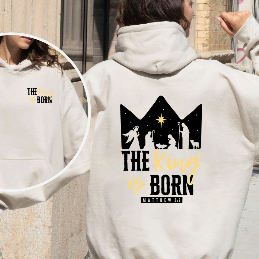 The King Is Born Christian Christmas Fleece Hoodie Set