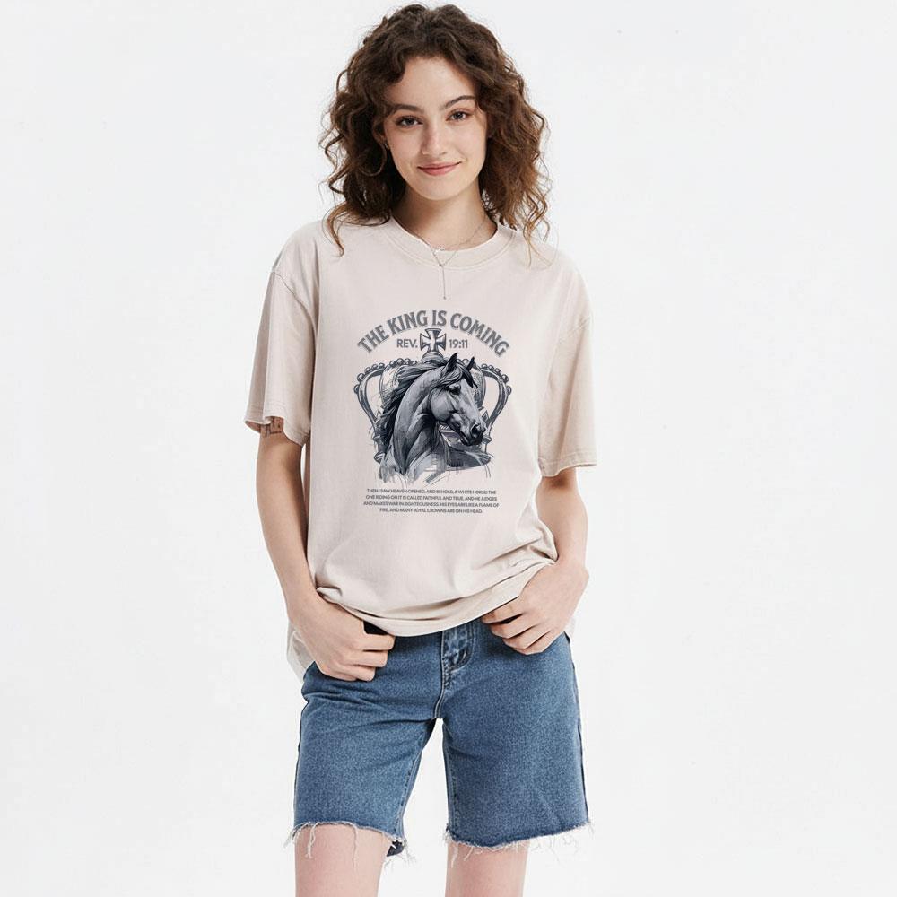 The King Is Coming Christian Washed T-Shirt