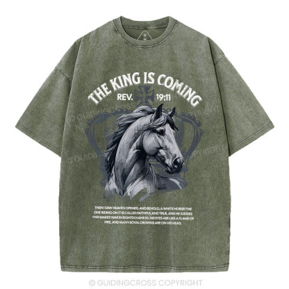 The King Is Coming Christian Washed T-Shirt