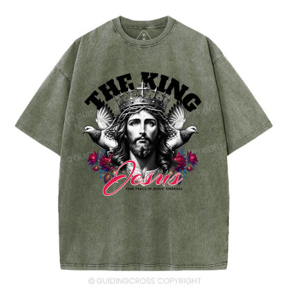 The King Of Jesus Christian Washed T-Shirt