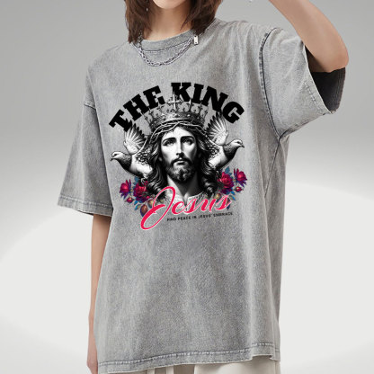 The King Of Jesus Christian Washed T-Shirt