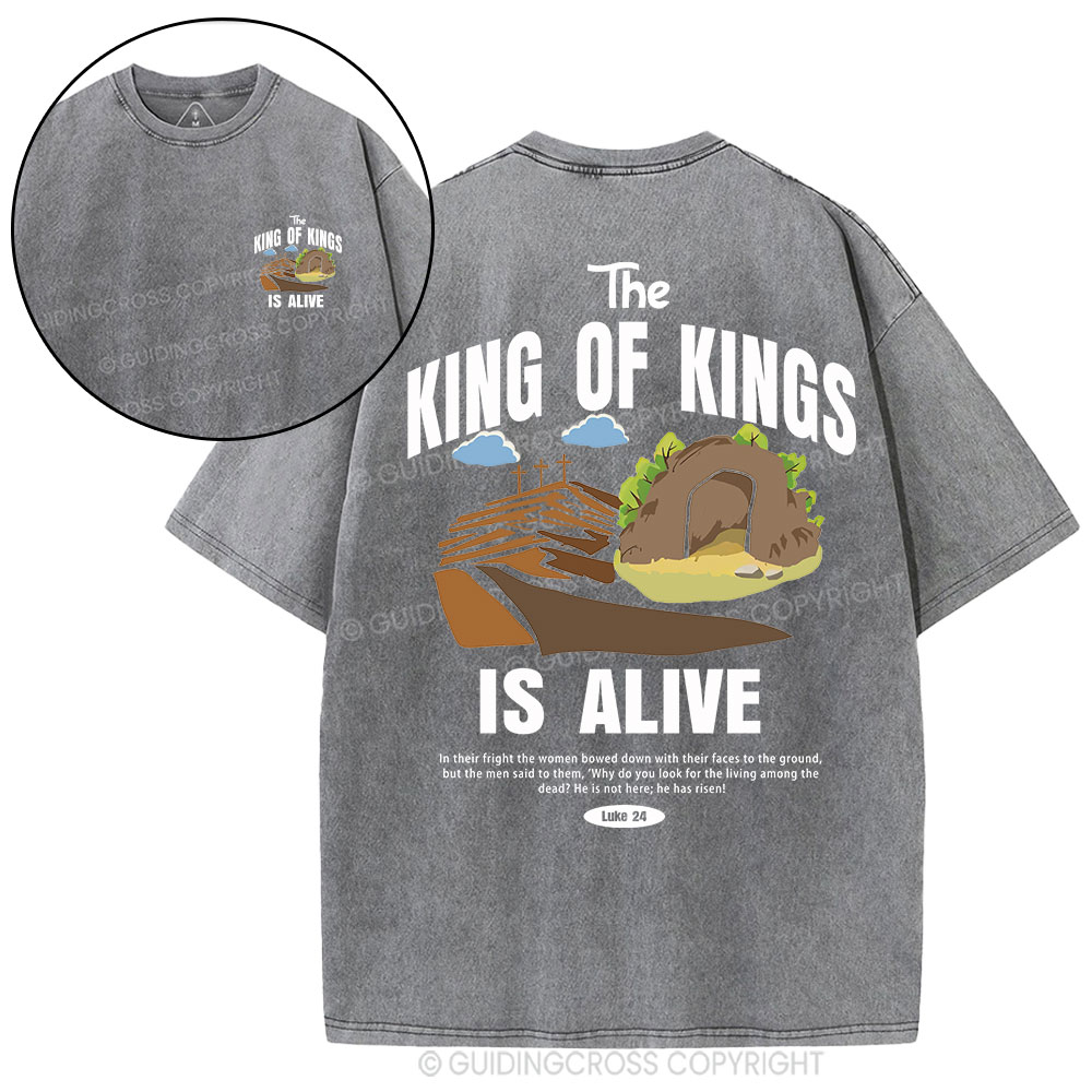 The King Of Kings Christian Washed T-Shirt Sale - GuidingCross