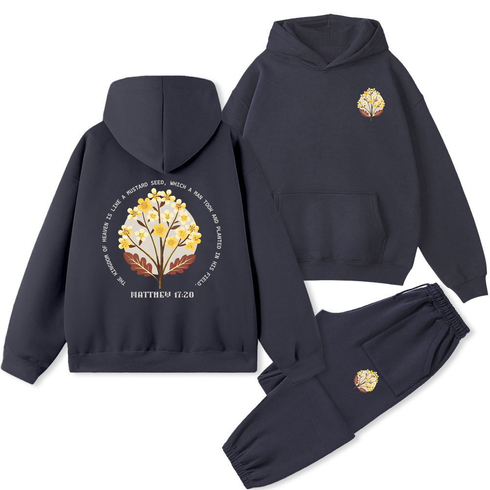 The Kingdom Of Heaven Is Like A Mustard Seed Christian Fleece Hoodie Set