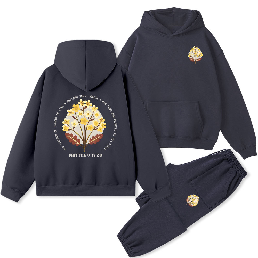 The Kingdom Of Heaven Is Like A Mustard Seed Christian Fleece Hoodie Set