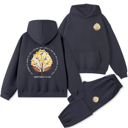 The Kingdom Of Heaven Is Like A Mustard Seed Christian Fleece Hoodie Set