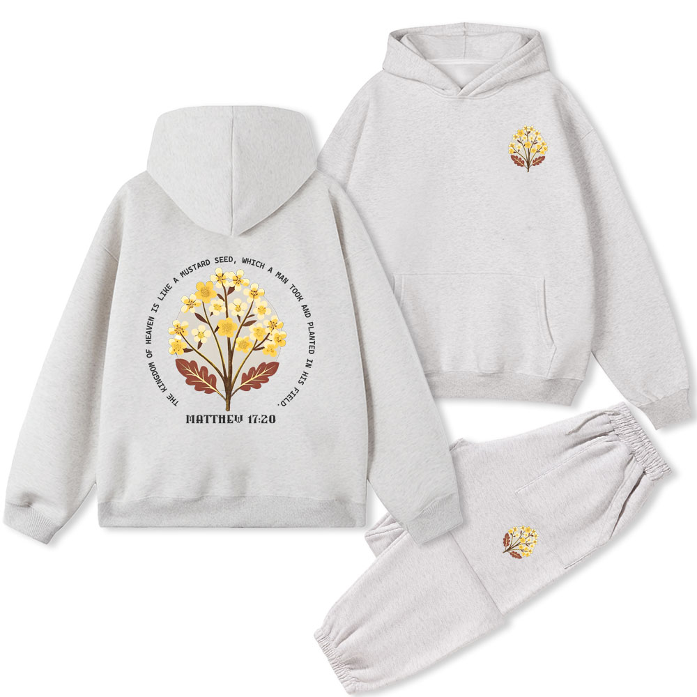 The Kingdom Of Heaven Is Like A Mustard Seed Christian Fleece Hoodie Set