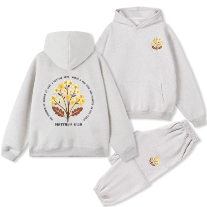 The Kingdom Of Heaven Is Like A Mustard Seed Christian Fleece Hoodie Set