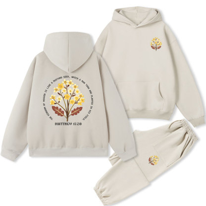 The Kingdom Of Heaven Is Like A Mustard Seed Christian Fleece Hoodie Set