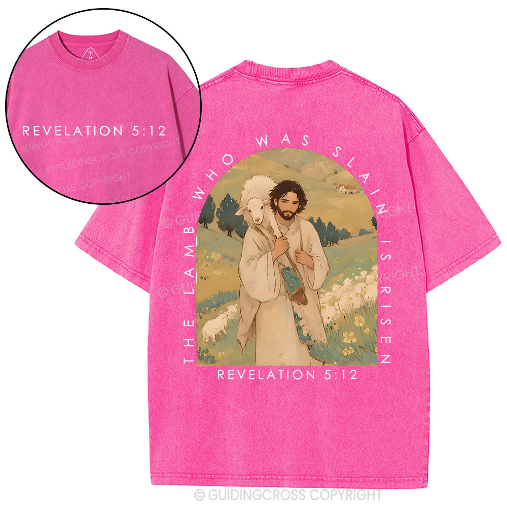 The Lamb Who Was Slain Is Risen Christian Washed T-Shirt