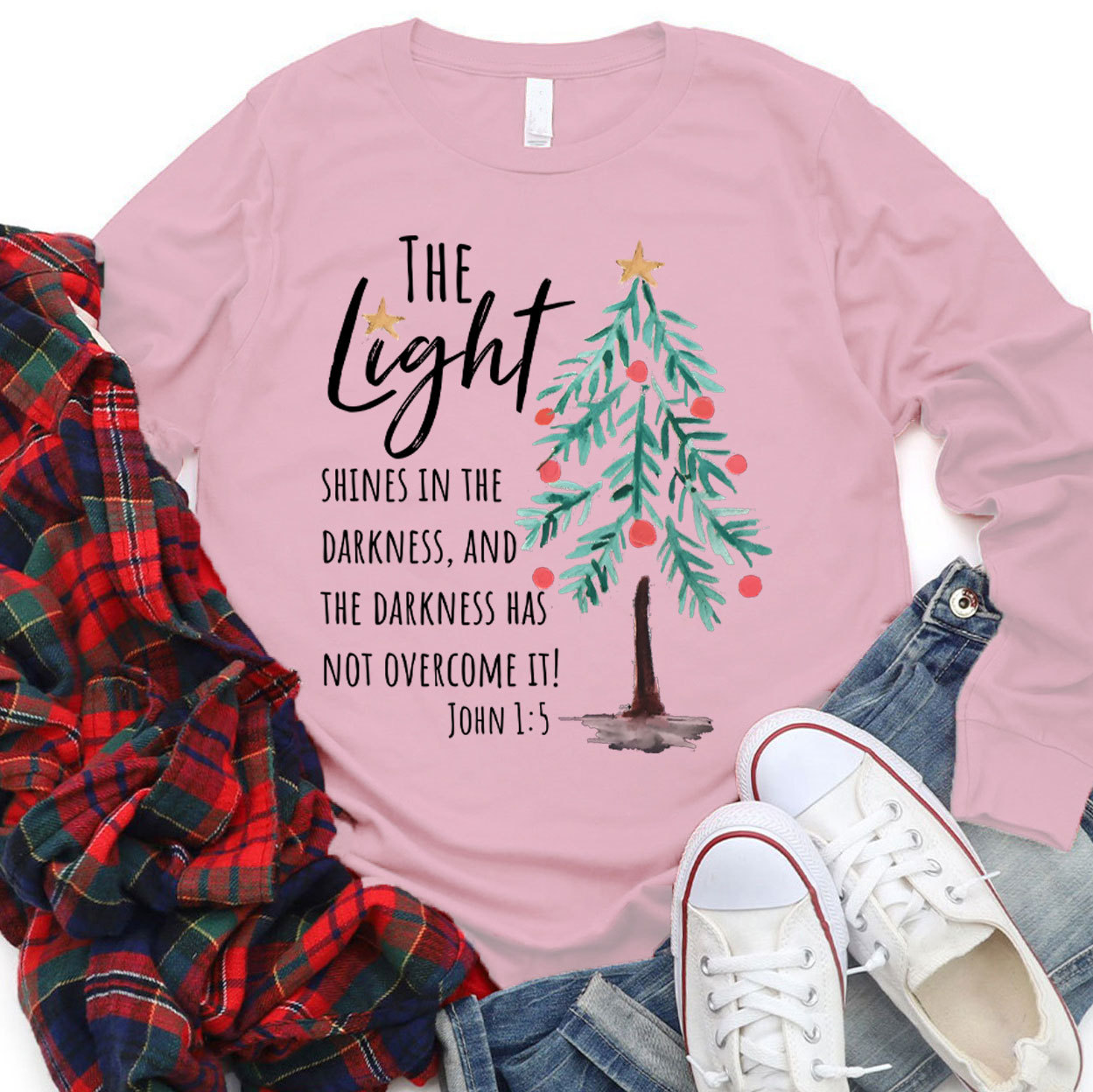 The Light Christmas Nativity Christian Long Sleeve T-Shirt