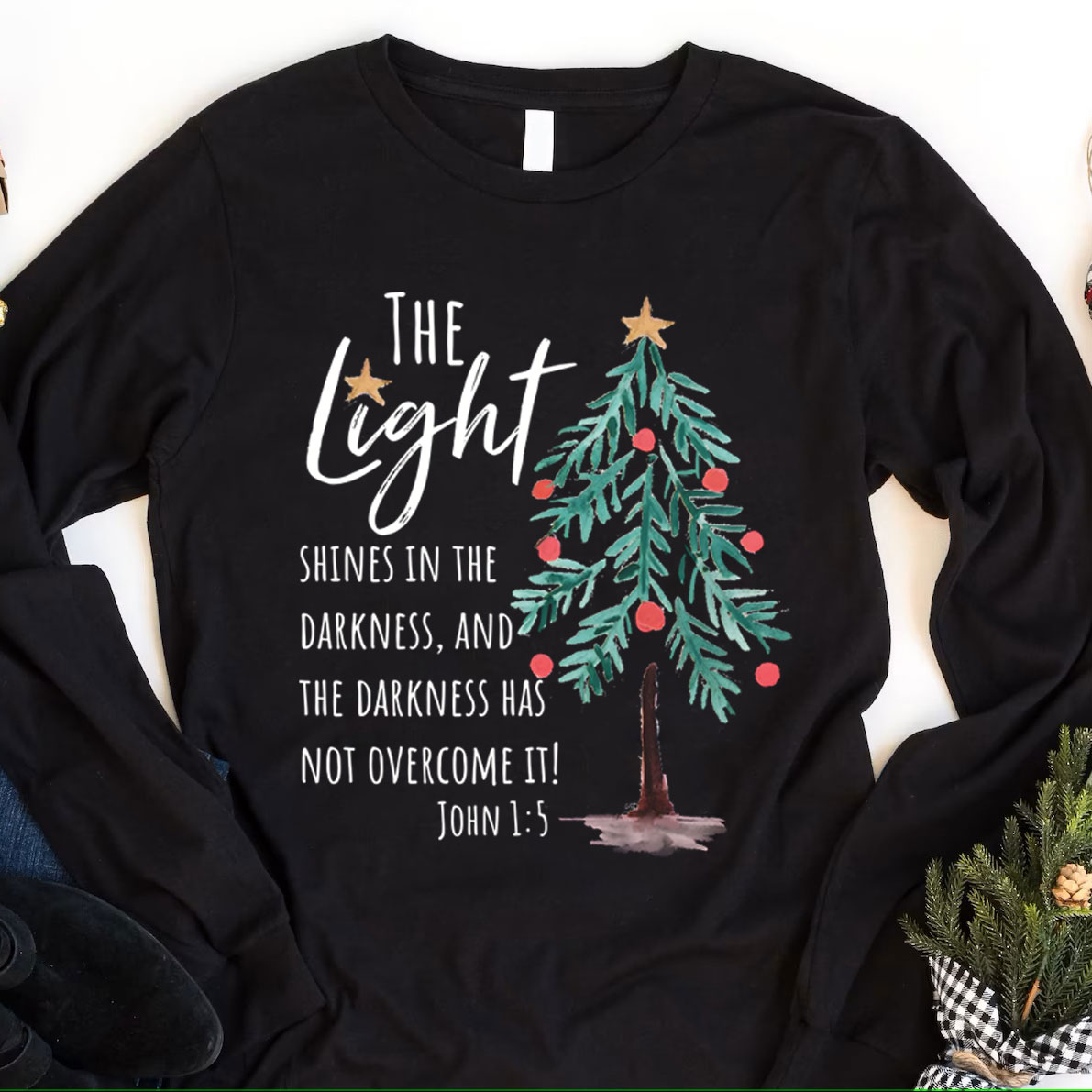 The Light Christmas Nativity Christian Long Sleeve T-Shirt