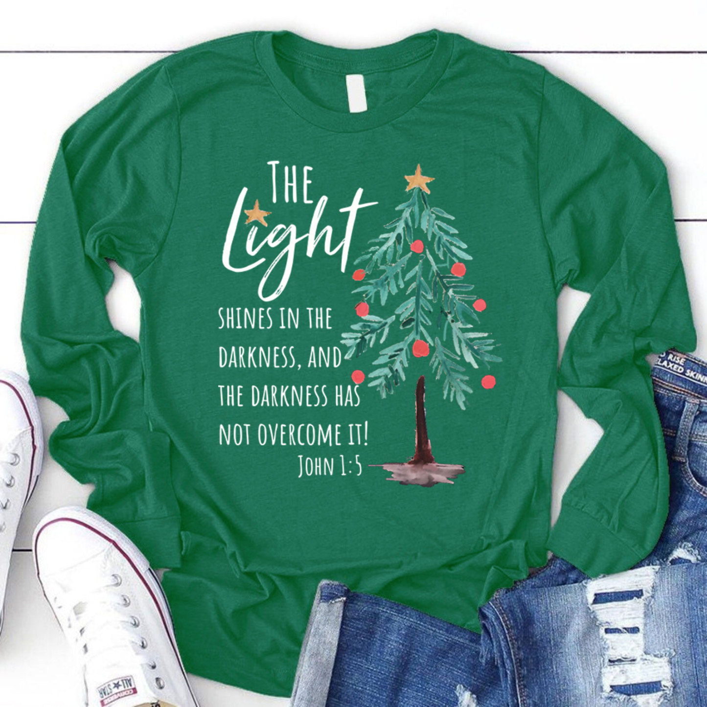The Light Christmas Nativity Christian Long Sleeve T-Shirt