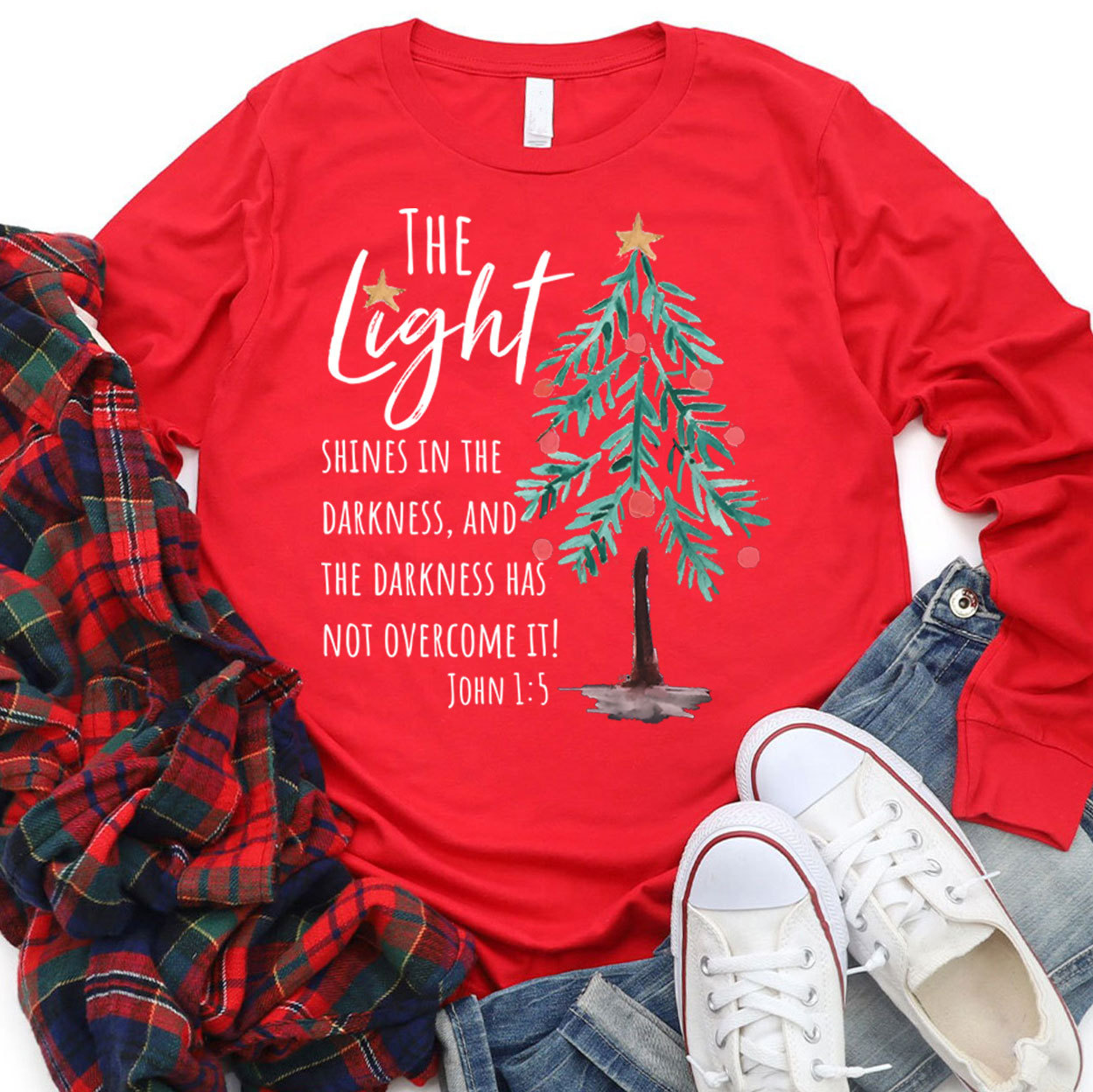 The Light Christmas Nativity Christian Long Sleeve T-Shirt