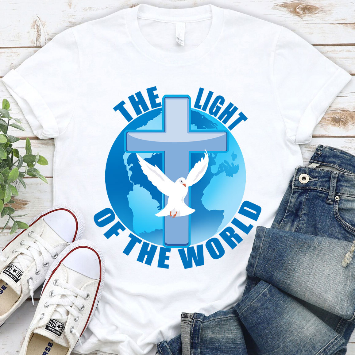 The Light Of The World Cross Christian T-Shirt