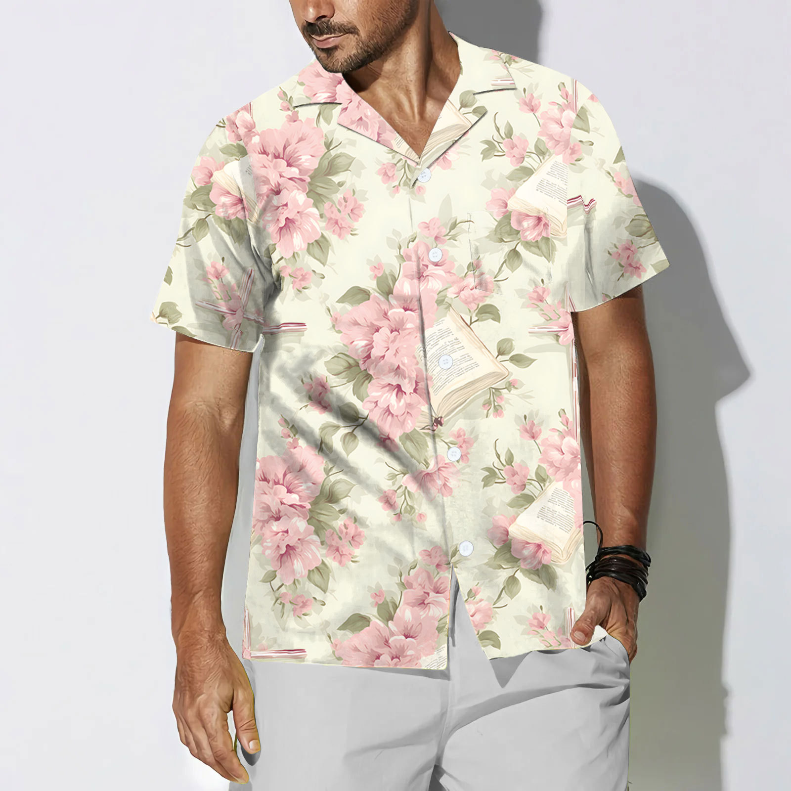The Light Pink Flower With Bible Verse Hawaiian Shirt