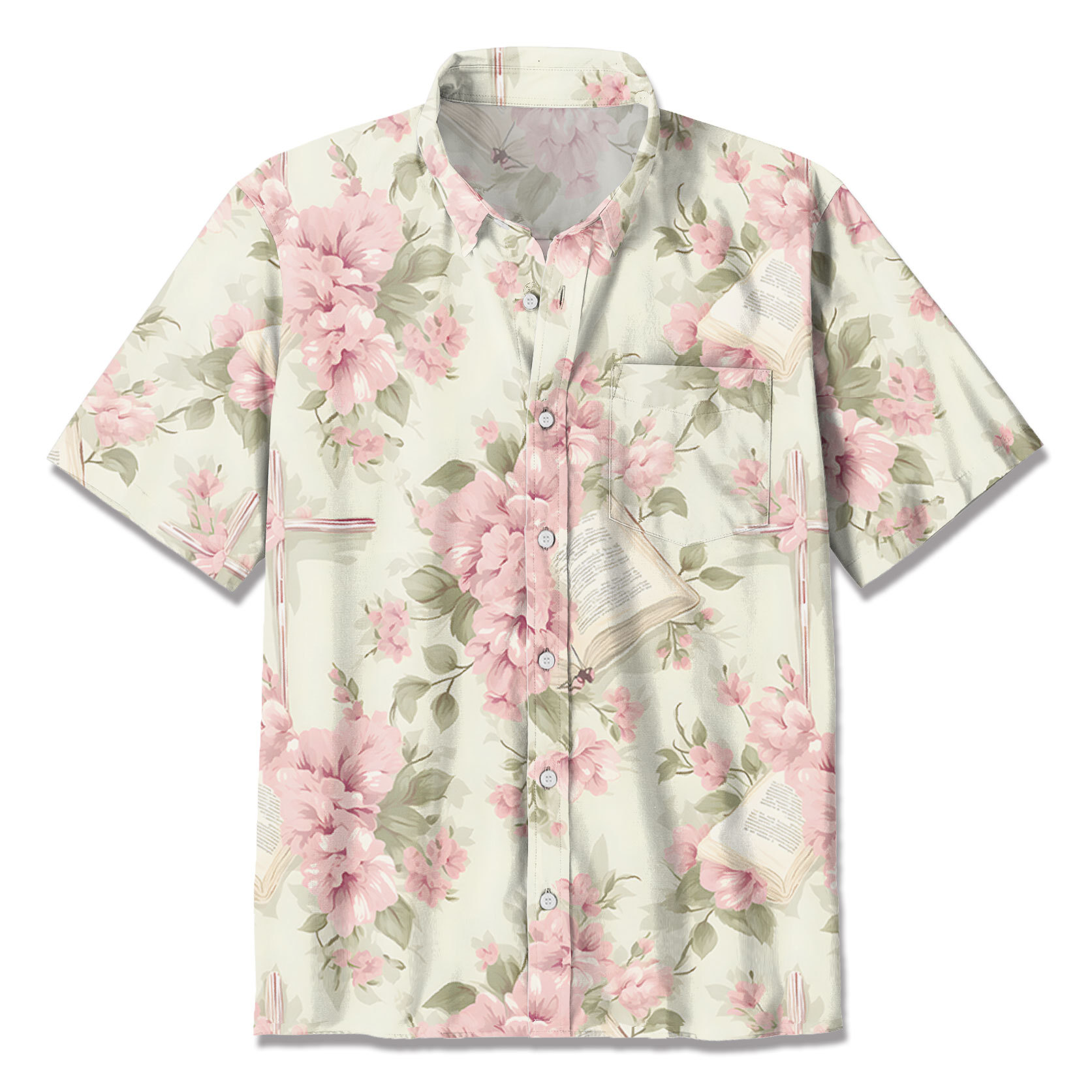 Yellow Flower Cross Christian Hawaiian Shirt Sale - GuidingCross