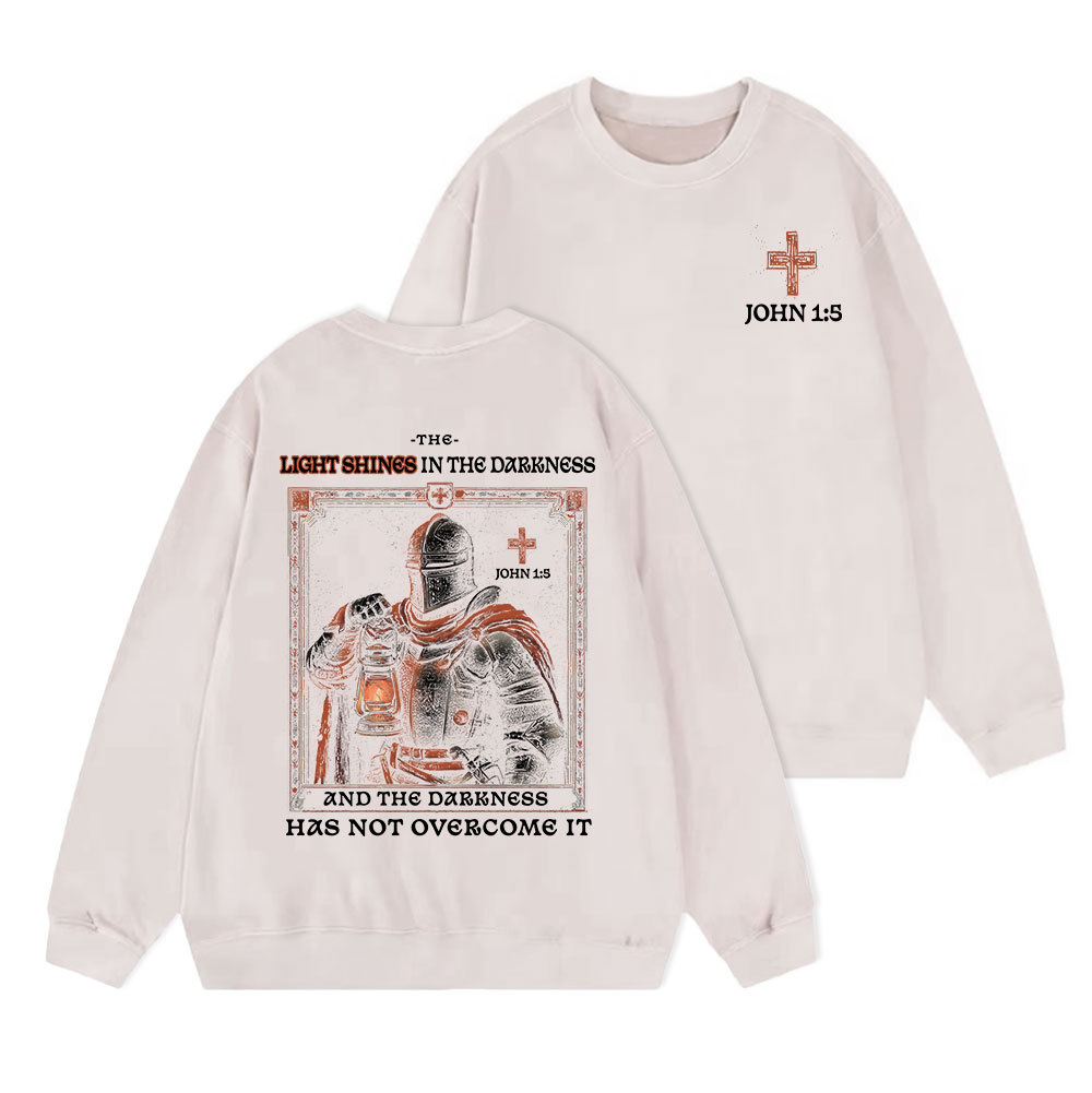 The Light Shines In The Darkness Christian Washed Sweatshirt