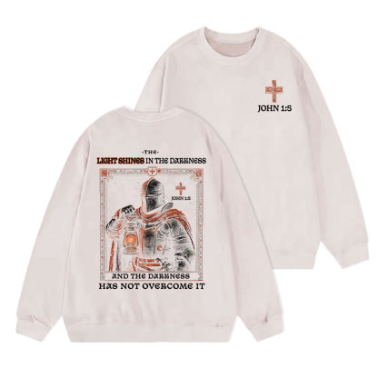 The Light Shines In The Darkness Christian Washed Sweatshirt