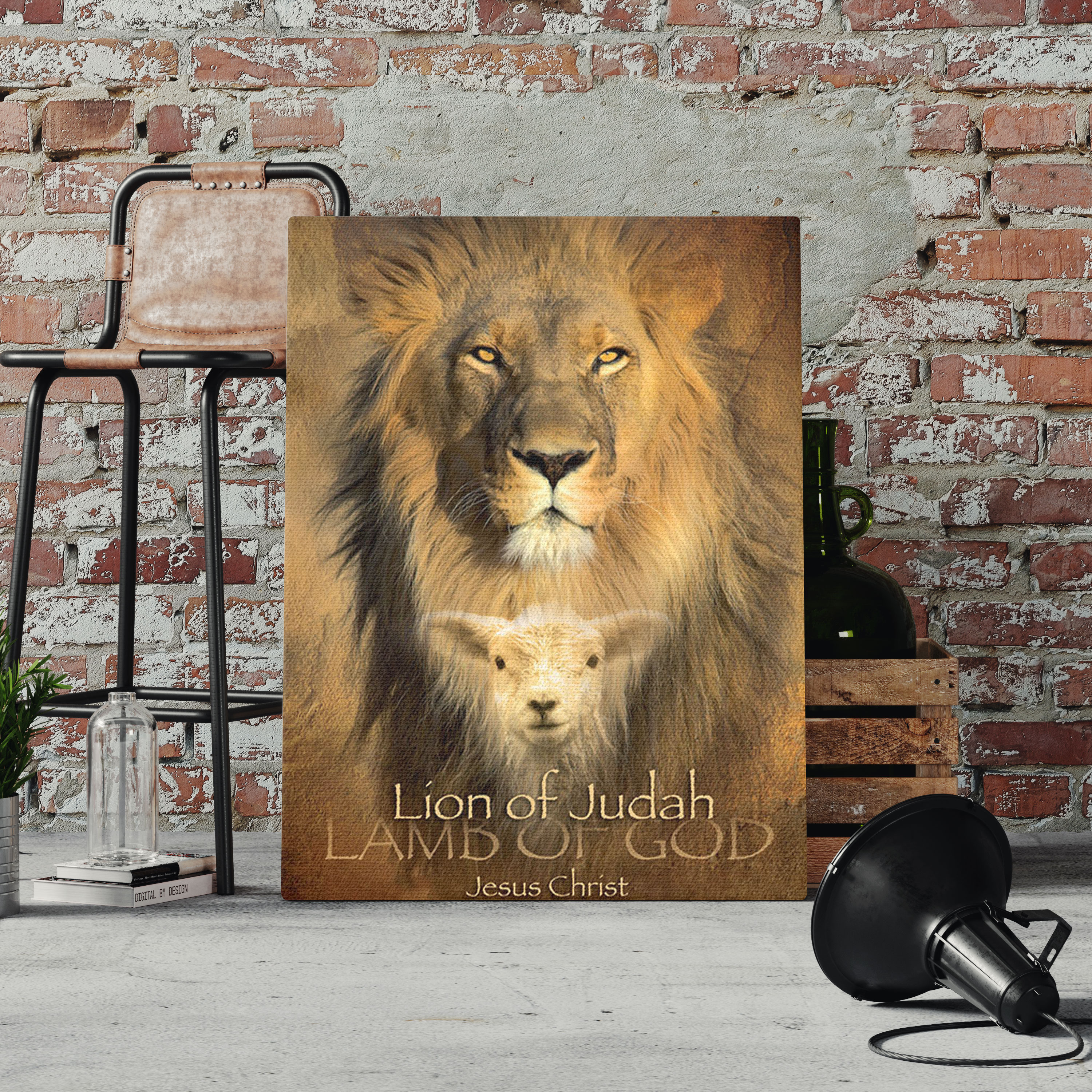 The Lion And The Lamb Chrsitian Canvas Wall Art