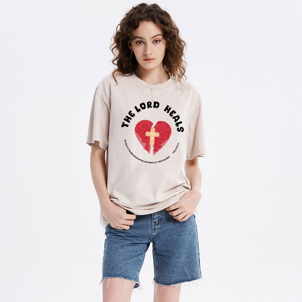 The Lord Heals Christian Washed T-Shirt