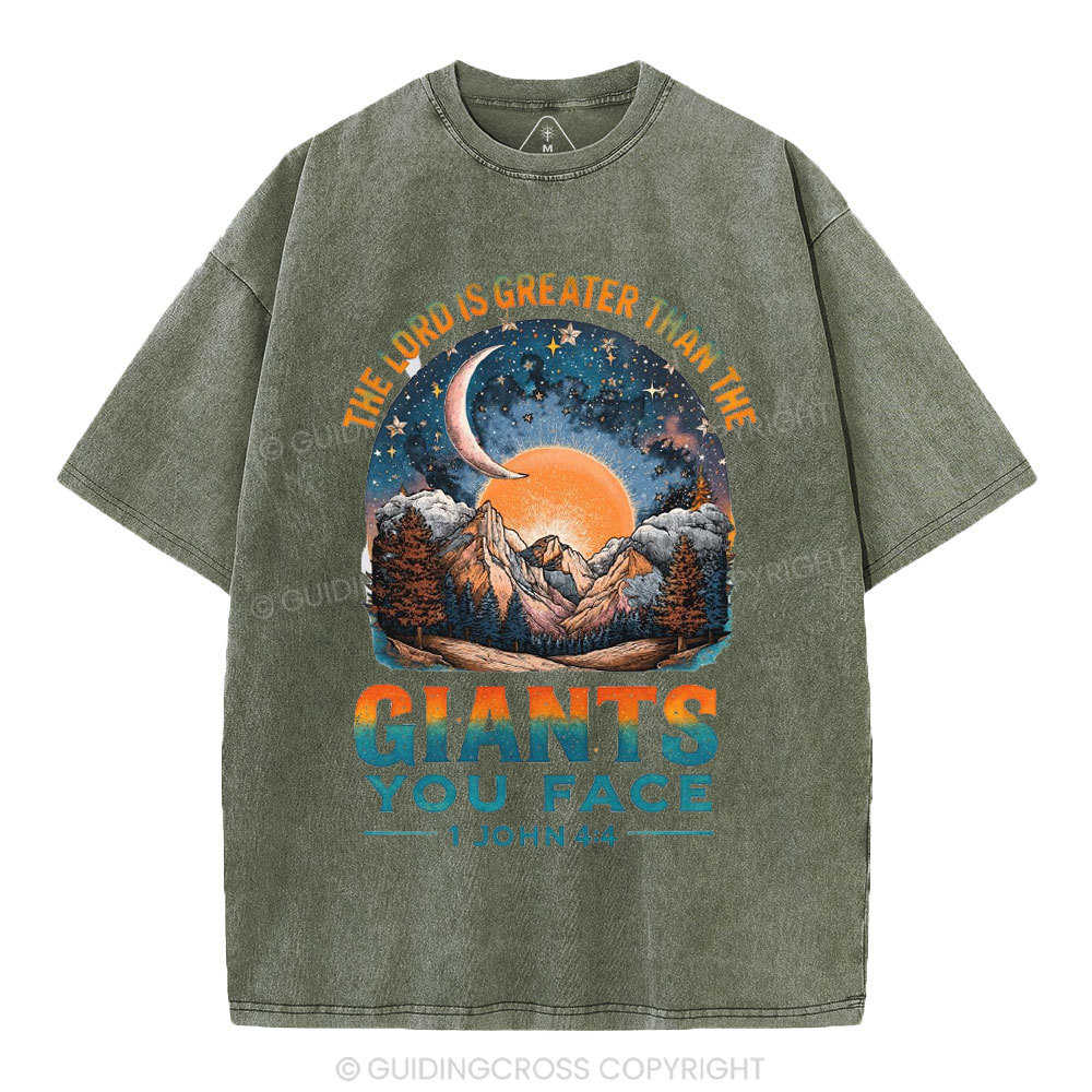 The Lord Is Greater Than The Giants You Face Christian Washed T-Shirt